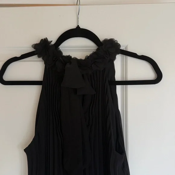 Nicole Miller Vintage Black Pleated High-Neck Sleeveless Dress - Picture 4 of 6